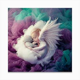 Firefly Sleeping, Winged, Baby Dragon, Mother, Cloud, Powdered Candy Dust, Swirling, Vivid Colors, P Canvas Print