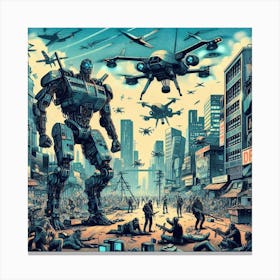 Robots In The City Canvas Print