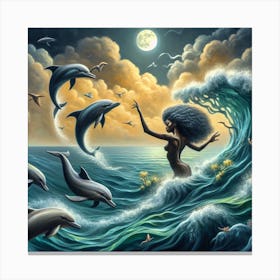 Mermaid In The Ocean Canvas Print