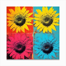 Andy Warhol Style Pop Art Flowers Sunflower 3 Square Canvas Print