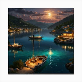 Mediterranean Sea At Night Canvas Print