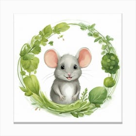 Mouse In A Wreath 1 Canvas Print