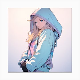 Anime Girl In Hoodie Canvas Print