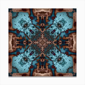 Abstract Kaleidoscope Blue Glow Canvas Print