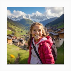 Happy Girl In The Mountains Canvas Print