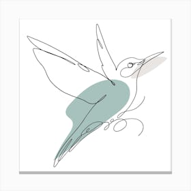 Hummingbird One Line Art Canvas Print