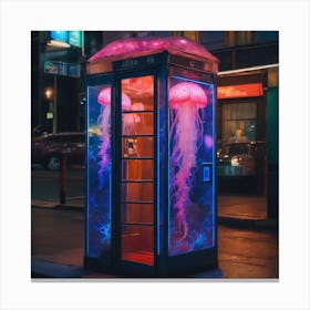 Jellyfish Phone Booth Canvas Print