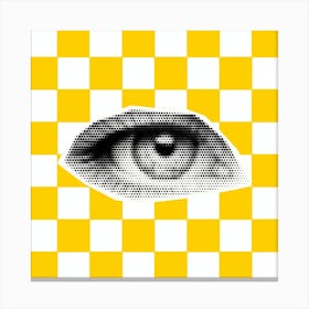 Checkerboard Eye Yellow Canvas Print