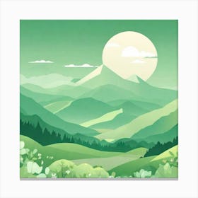 Misty mountains background in green tone 107 Canvas Print