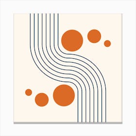 Modern Rainbow and Sun Abstract Geometric Lines in Navy and Burnt Orange 3 Canvas Print