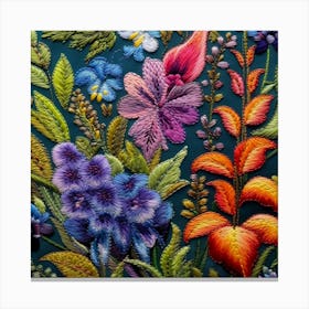 Embroidered Flowers Canvas Print