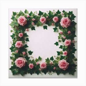 Frame With Pink Roses 1 Canvas Print