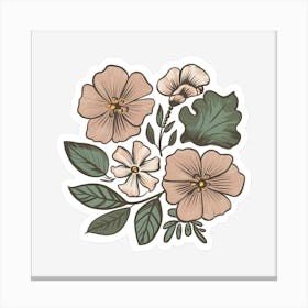 Pink Flowers Sticker Canvas Print