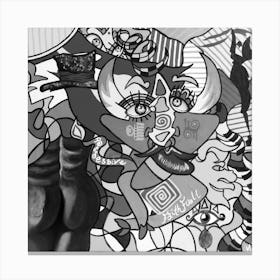 Abstract Figurative / Black & White / Zodiac Sign Taurus / 40x40cm Canvas Print