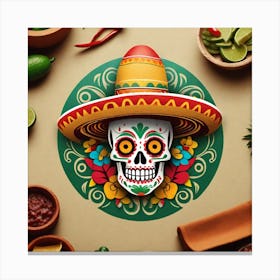 Day Of The Dead Skull 107 Canvas Print