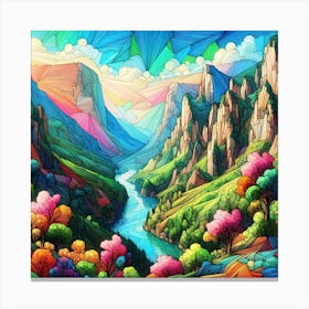 Colorful Mountain Landscape Canvas Print