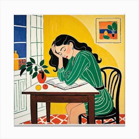 Woman Reading A Book 4 Canvas Print