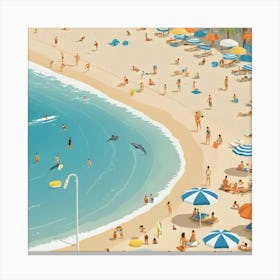 Illustration Of A Beach Scene 6 Canvas Print