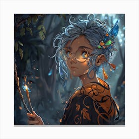 Messy Bright Blue Hair Witch Canvas Print