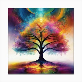 Abstract Tree Of Life in Vivid Color Canvas Print