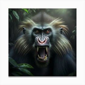 Baboon In The Jungle Canvas Print