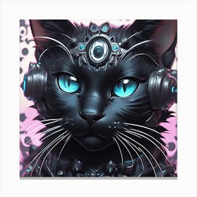 Black Cat With Blue Eyes Canvas Print