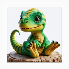 Yellow baby dinosaur Canvas Print