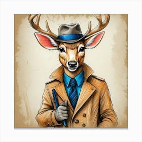 Detective Deer 3 Canvas Print