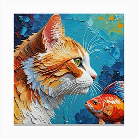 Goldfish And Cat Canvas Print