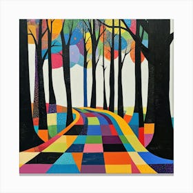 trees with black trunks and leaves in various colors 2 Canvas Print