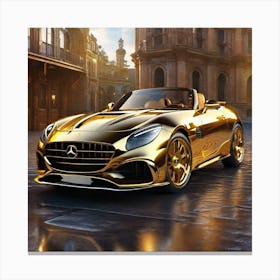 Gold Mercedes Sls Canvas Print