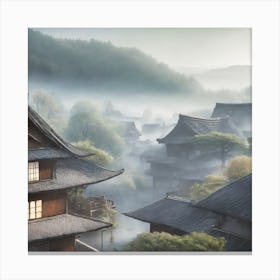 Firefly Rustic Rooftop Japanese Vintage Village Landscape 19240 (1) Canvas Print