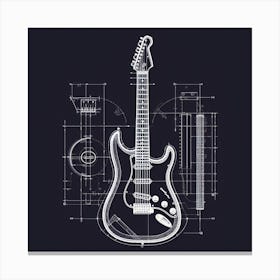 Electric Guitar Blueprint Canvas Print