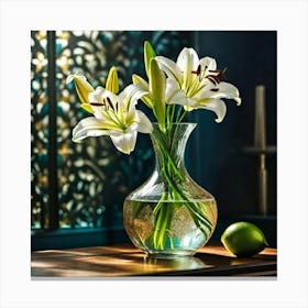 Lilies In A Vase 7 Canvas Print