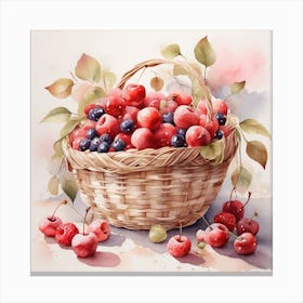 A basket of cherries Canvas Print