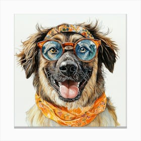 Dog With Glasses 10 Canvas Print