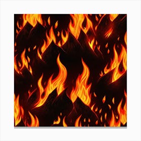Flames On Black Background 20 Canvas Print