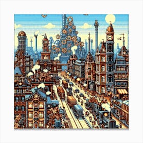 8-bit steampunk city Canvas Print