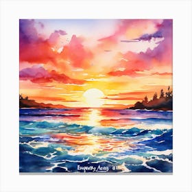 Watercolor Sunset Painting Canvas Print