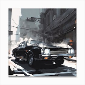 Car In A City 1 Canvas Print