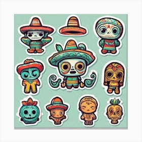 Day Of The Dead Stickers 1 Canvas Print