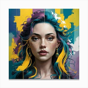 Girl With Colorful Hair 1 Canvas Print