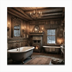 Rustic Bathroom art 1 Canvas Print