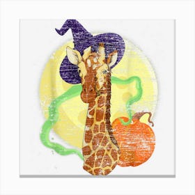 Witch Hat Halloween Africa Animal Lover Pumpkin Giraffe Canvas Print