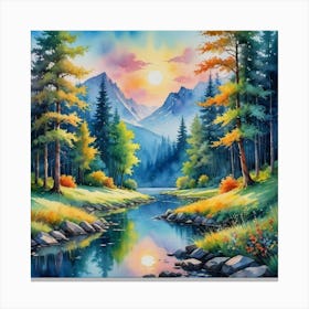 Harmonic Colors of the Alpine Dreamscape Sunset In The Mountains Canvas Print