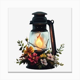 Lantern With Flowers Canvas Print
