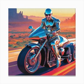 Futuristic Man On A Motorcycle 3 Canvas Print