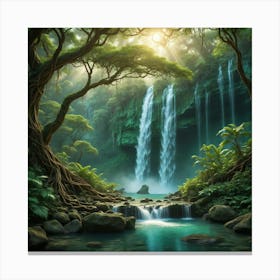 Waterfall In The Forest 16 Canvas Print