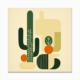 Rizwanakhan Simple Abstract Cactus Non Uniform Shapes Petrol 94 Canvas Print