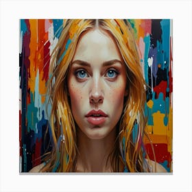 Girl With Colorful Hair 1 Canvas Print